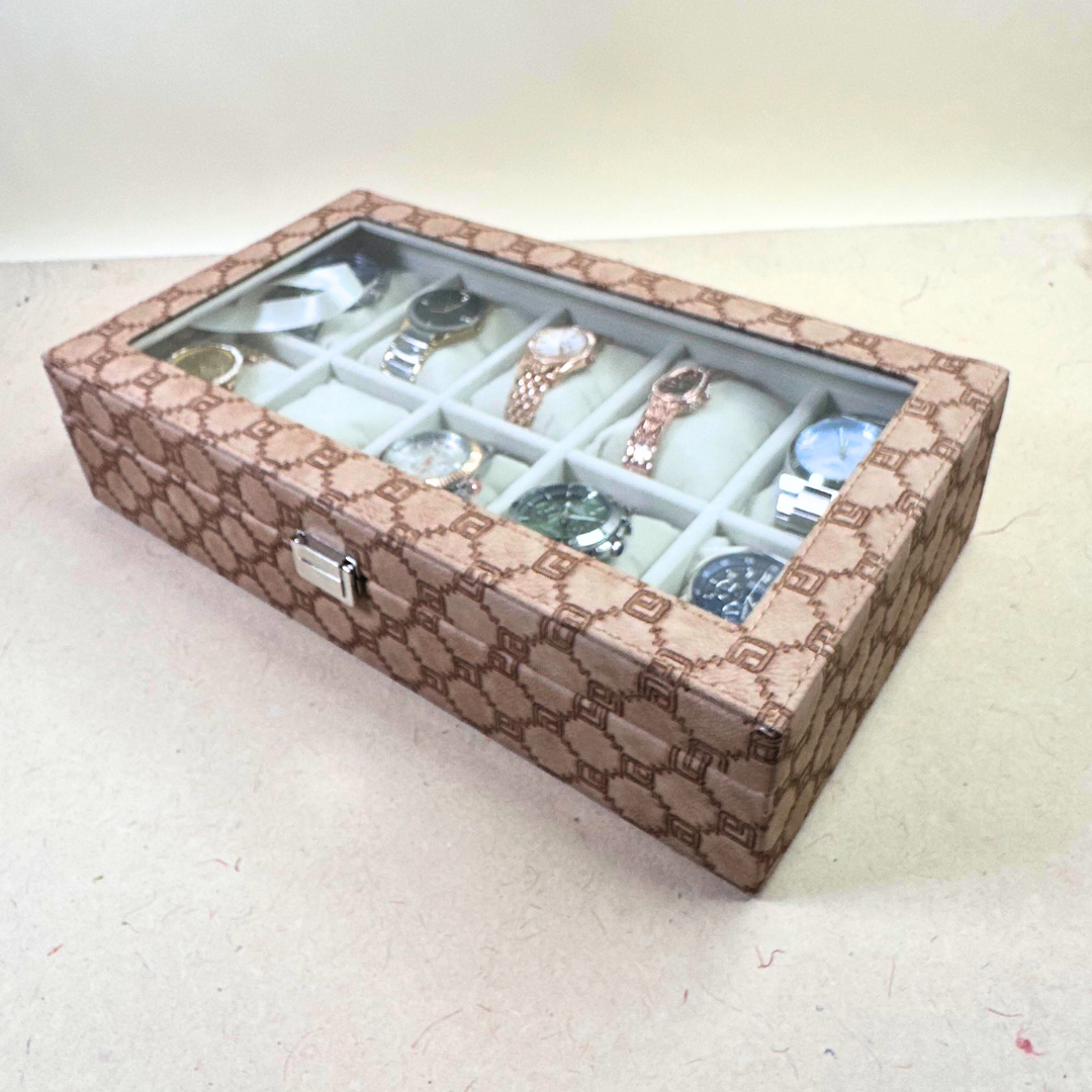 Designer 10 Slot Watch Box With Glass
